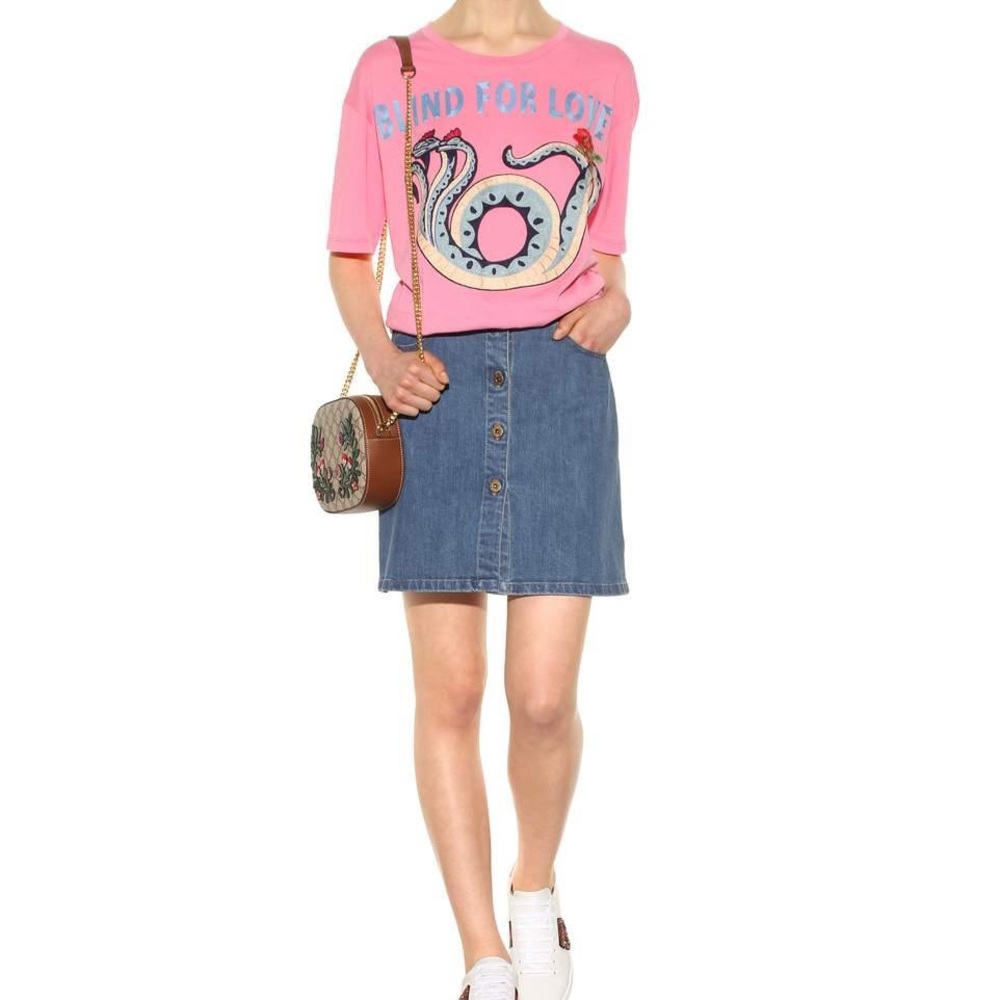 Gucci Embroidered Cotton T-shirt In Desideralle Piek